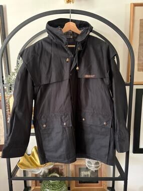 Driza-Bone Bushman Jacket Mens Small Black Oilskin Waxed Cotton Australia